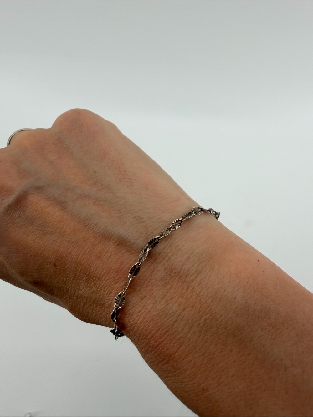 Vintage Italy sterling silver minimalist link bracelet ☀️ diamond cut chain